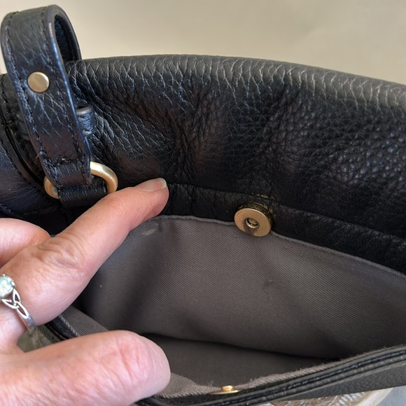 PERLINA CLAIR GENUINE PEBBLED SOFT BLACK LEATHER CROSSBODY BAG PURSE - Picture 5 of 15